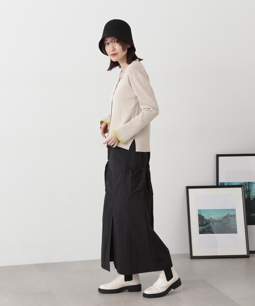 N.(N. Natural Beauty Basic)(エヌエヌナチュラルビューティーベーシック)の「◆アウトポケットナイロンスカート(スカート・レディース・ブラック/ライトベージュ・MEDIUM)」の10枚目の写真