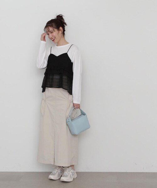 N.(N. Natural Beauty Basic)(エヌエヌナチュラルビューティーベーシック)の「◆アウトポケットナイロンスカート(スカート・レディース・ブラック/ライトベージュ・MEDIUM)」の14枚目の写真