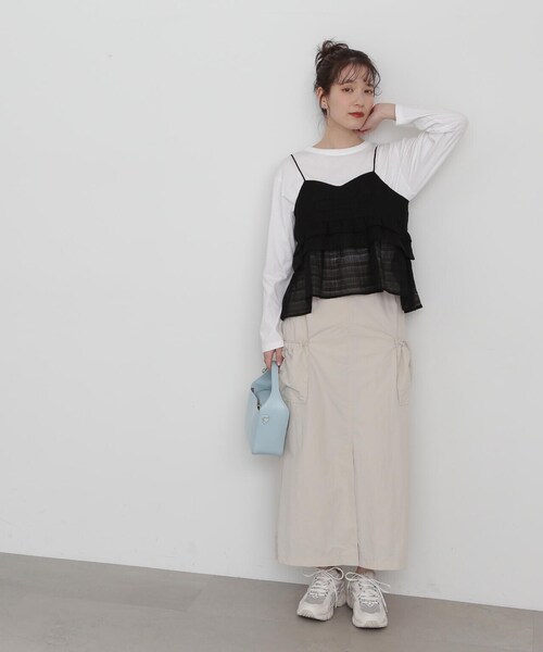 N.(N. Natural Beauty Basic)(エヌエヌナチュラルビューティーベーシック)の「◆アウトポケットナイロンスカート(スカート・レディース・ブラック/ライトベージュ・MEDIUM)」の15枚目の写真