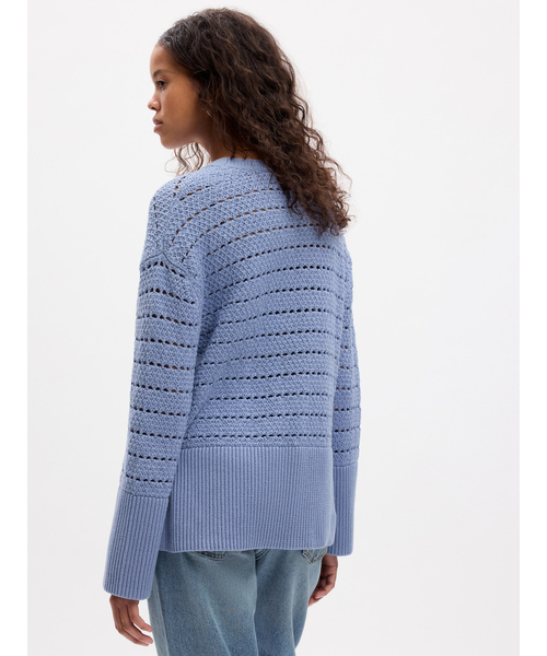 GAP(ギャップ)の「24/7 スプリットヘム クロシェ セーター(ニット/セーター・レディース・ブルー/ベージュ・M/L/XS/S/XL/XXS)」の6枚目の写真