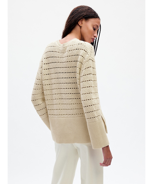 GAP(ギャップ)の「24/7 スプリットヘム クロシェ セーター(ニット/セーター・レディース・ブルー/ベージュ・M/L/XS/S/XL/XXS)」の5枚目の写真