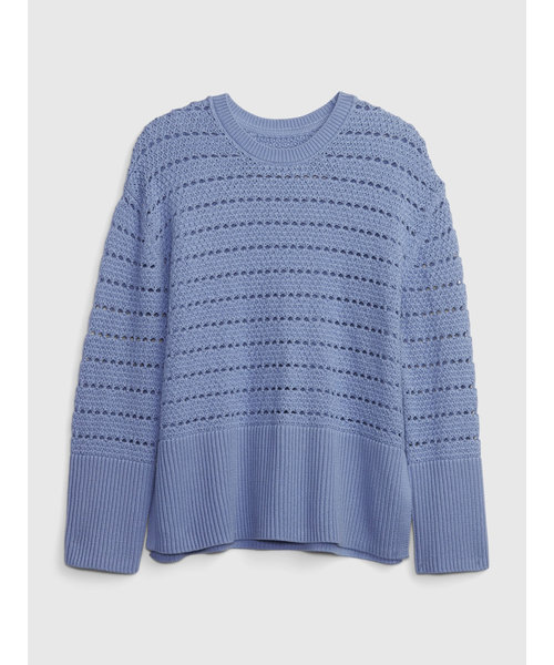 GAP(ギャップ)の「24/7 スプリットヘム クロシェ セーター(ニット/セーター・レディース・ブルー/ベージュ・M/L/XS/S/XL/XXS)」の3枚目の写真