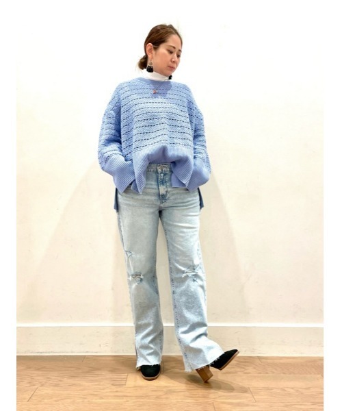 GAP(ギャップ)の「24/7 スプリットヘム クロシェ セーター(ニット/セーター・レディース・ブルー/ベージュ・M/L/XS/S/XL/XXS)」の12枚目の写真