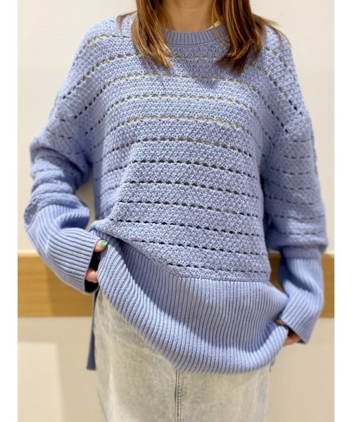 GAP(ギャップ)の「24/7 スプリットヘム クロシェ セーター(ニット/セーター・レディース・ブルー/ベージュ・M/L/XS/S/XL/XXS)」の11枚目の写真