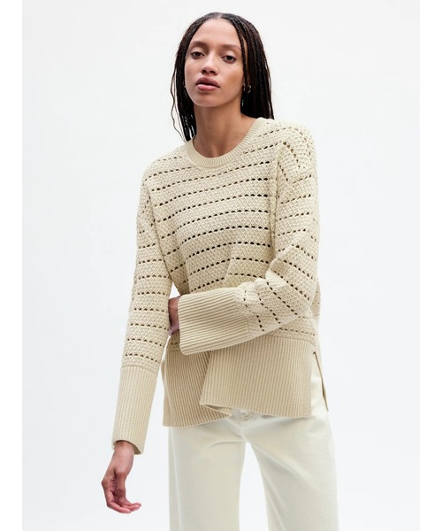 GAP(ギャップ)の「24/7 スプリットヘム クロシェ セーター(ニット/セーター・レディース・ブルー/ベージュ・M/L/XS/S/XL/XXS)」の17枚目の写真
