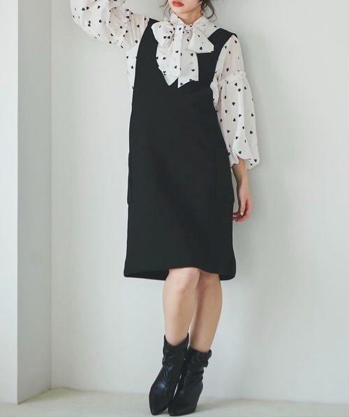 31 Sons de mode（トランテアン　ソン　ドゥ　モード）の「ニットミニジャンスカ（ジャンパースカート・レディース・ブラック/ベージュ・36）」の2枚目の写真