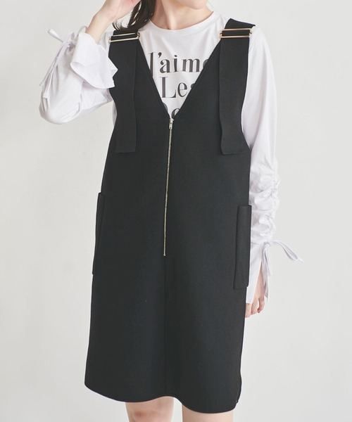 31 Sons de mode（トランテアン　ソン　ドゥ　モード）の「ニットミニジャンスカ（ジャンパースカート・レディース・ブラック/ベージュ・36）」の22枚目の写真