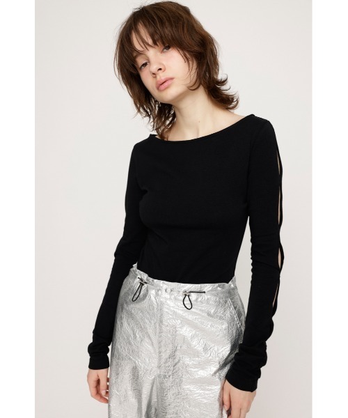 【未使用】Circle design tops サークルデザイントップス 白 SLY（スライ）の「【再入荷】HOLE DESIGN CUT TOPS ホール