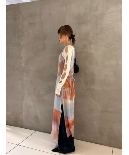 シャツレイヤードデザインカットトップス セール】HOLE DESIGN CUT TOPS ホール デザインカット トップス