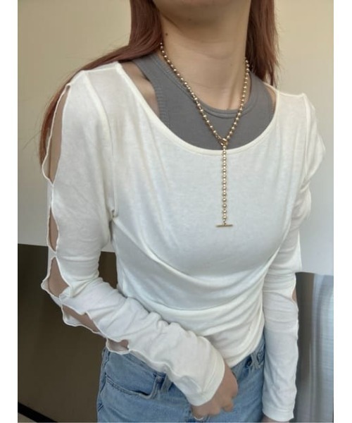 SLY(スライ)の「【再入荷】HOLE DESIGN CUT TOPS ホール デザイン カット トップス(Tシャツ/カットソー・レディース・オフホワイト/ブラック/パープル・FREE)」の21枚目の写真