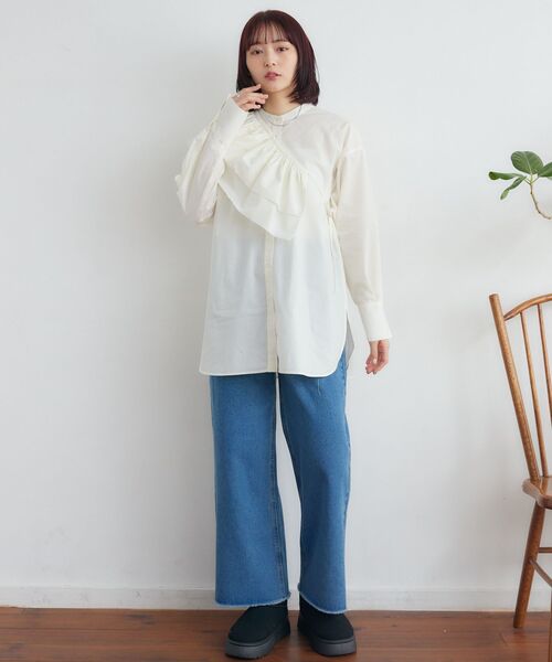 RETRO GIRL（レトロガール）の「2wayフリルSETチュニック（シャツ/ブラウス・レディース・ブラック/ブルー/オフホワイト/ライトブルー・FREE）」の9枚目の写真