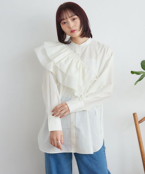 RETRO GIRL（レトロガール）の「2wayフリルSETチュニック（シャツ/ブラウス・レディース・ブラック/ブルー/オフホワイト/ライトブルー・FREE）」の13枚目の写真