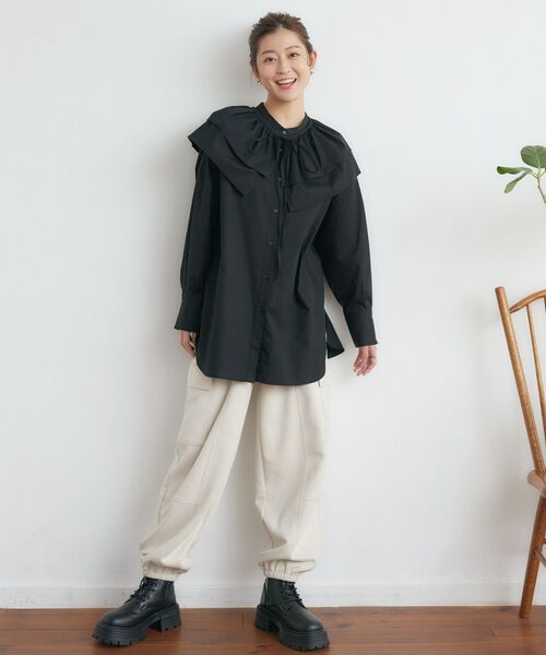 RETRO GIRL（レトロガール）の「2wayフリルSETチュニック（シャツ/ブラウス・レディース・ブラック/ブルー/オフホワイト/ライトブルー・FREE）」の17枚目の写真