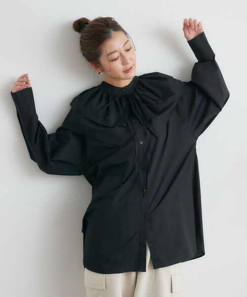 RETRO GIRL（レトロガール）の「2wayフリルSETチュニック（シャツ/ブラウス・レディース・ブラック/ブルー/オフホワイト/ライトブルー・FREE）」の21枚目の写真