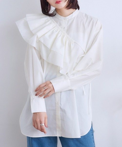 RETRO GIRL（レトロガール）の「2wayフリルSETチュニック（シャツ/ブラウス・レディース・ブラック/ブルー/オフホワイト/ライトブルー・FREE）」の2枚目の写真