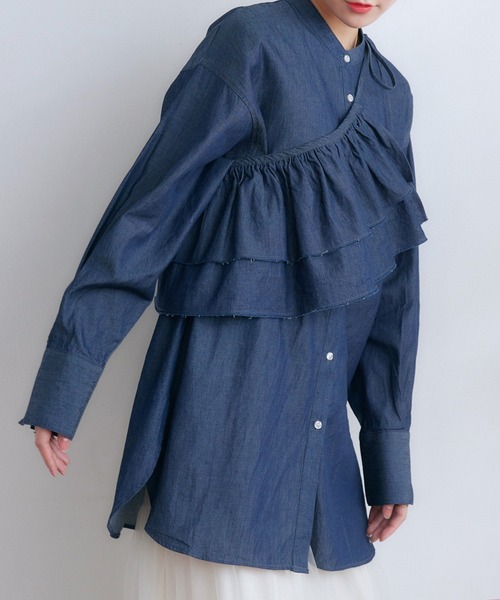 RETRO GIRL（レトロガール）の「2wayフリルSETチュニック（シャツ/ブラウス・レディース・ブラック/ブルー/オフホワイト/ライトブルー・FREE）」の4枚目の写真