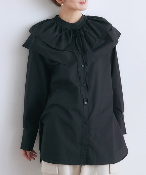 RETRO GIRL（レトロガール）の「2wayフリルSETチュニック（シャツ/ブラウス・レディース・ブラック/ブルー/オフホワイト/ライトブルー・FREE）」の3枚目の写真