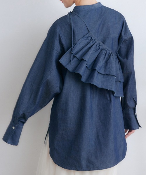 RETRO GIRL（レトロガール）の「2wayフリルSETチュニック（シャツ/ブラウス・レディース・ブラック/ブルー/オフホワイト/ライトブルー・FREE）」の7枚目の写真