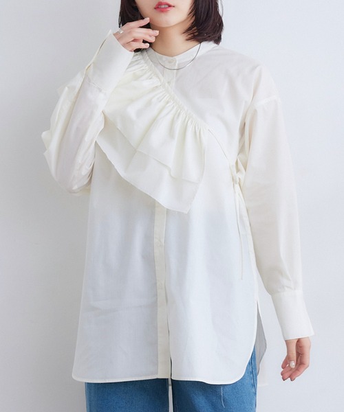 RETRO GIRL（レトロガール）の「2wayフリルSETチュニック（シャツ/ブラウス・レディース・ブラック/ブルー/オフホワイト/ライトブルー・FREE）」の6枚目の写真