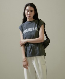 AMERICANA | 【Americana（アメリカーナ）】ロゴプリントロールアップT2(Tシャツ/カットソー)