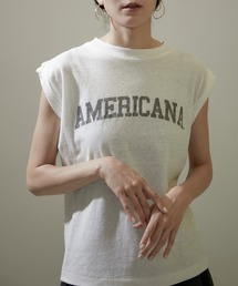 AMERICANA | 【Americana（アメリカーナ）】ロゴプリントロールアップT2(Tシャツ/カットソー)