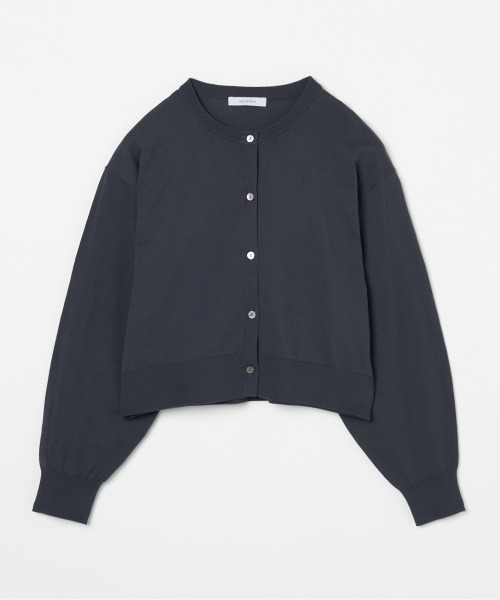 HELIOPOLE（エリオポール）の「HIGH GAUGE CROPPED CARDIGAN（ニット/セーター・レディース・ライトグレー/チャコールグレー/ピンク/サックスブルー・38）」の3枚目の写真