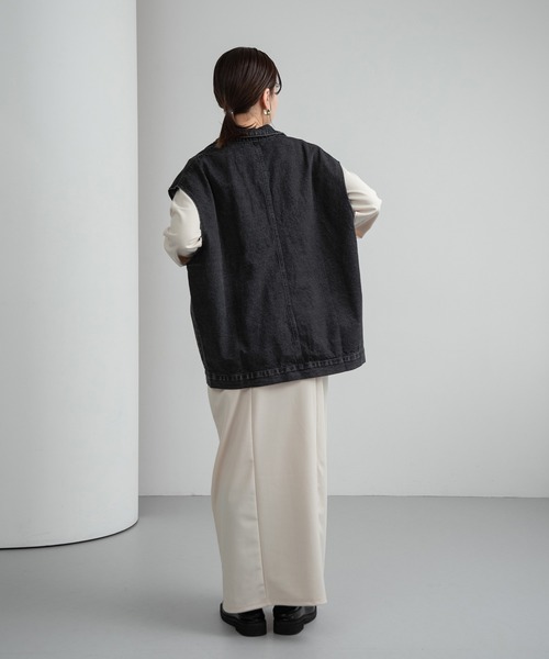 lawgy（ラウジー）の「front pocket denim vest / フロントポケットデニムベスト（ベスト・レディース・ブラック・FREE）」の5枚目の写真