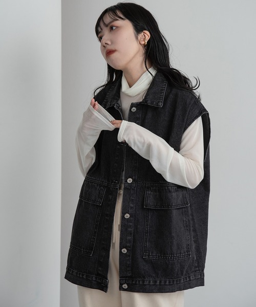lawgy（ラウジー）の「front pocket denim vest / フロントポケットデニムベスト（ベスト・レディース・ブラック・FREE）」の9枚目の写真