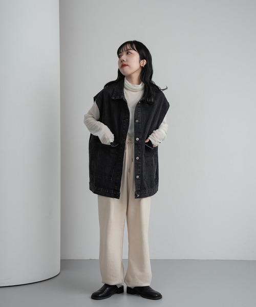 lawgy（ラウジー）の「front pocket denim vest / フロントポケットデニムベスト（ベスト・レディース・ブラック・FREE）」の7枚目の写真