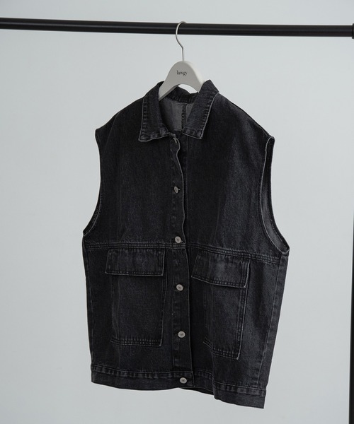 lawgy（ラウジー）の「front pocket denim vest / フロントポケットデニムベスト（ベスト・レディース・ブラック・FREE）」の8枚目の写真
