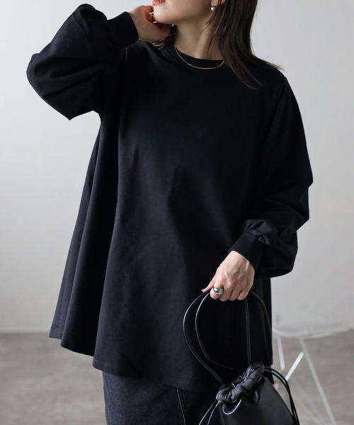 セール】裾フレアボリューム袖トップス（Tシャツ/カットソー）｜ap