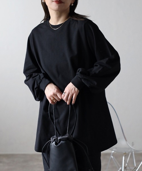 ap retro(アプレトロ)の「裾フレアボリューム袖トップス(Tシャツ/カットソー・レディース・オートミール/ブラック・MEDIUM)」の20枚目の写真