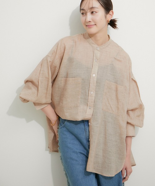 le cercle ADAM ET ROPE'(ルセルクルアダムエロペ)の「【マルチWAY】リネンライクシアーブラウス(シャツ/ブラウス・レディース・ベージュ系その他2/ブルー系その他6/ブラック/ホワイト・FREE)」の3枚目の写真