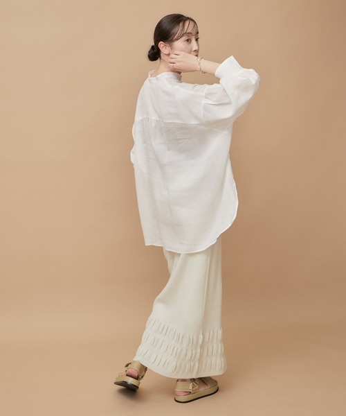 le cercle ADAM ET ROPE'(ルセルクルアダムエロペ)の「【マルチWAY】リネンライクシアーブラウス(シャツ/ブラウス・レディース・ベージュ系その他2/ブルー系その他6/ブラック/ホワイト・FREE)」の9枚目の写真