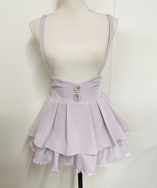 MA*RS（アメーバーマーズ）の「ビジュー付き二段フリルスカパン/量産型女子/地雷系（スカート・レディース・ピンク/ブラック・FREE）」の6枚目の写真