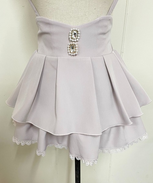 MA*RS（アメーバーマーズ）の「ビジュー付き二段フリルスカパン/量産型女子/地雷系（スカート・レディース・ピンク/ブラック・FREE）」の7枚目の写真