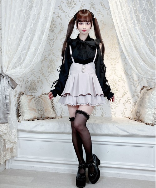 MA*RS（アメーバーマーズ）の「ビジュー付き二段フリルスカパン/量産型女子/地雷系（スカート・レディース・ピンク/ブラック・FREE）」の18枚目の写真