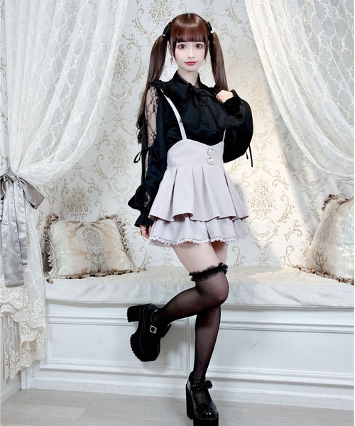 MA*RS（アメーバーマーズ）の「ビジュー付き二段フリルスカパン/量産型女子/地雷系（スカート・レディース・ピンク/ブラック・FREE）」の20枚目の写真