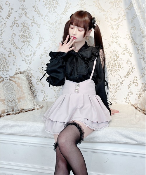 MA*RS（アメーバーマーズ）の「ビジュー付き二段フリルスカパン/量産型女子/地雷系（スカート・レディース・ピンク/ブラック・FREE）」の21枚目の写真