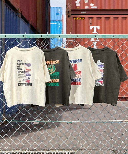 Мコンバース　Tシャツ　ピンク　シューズ柄　CONVERSE　L　オーバーサイズ CONVERSE tシャツ CONVERSE/コンバース オーバーサイズ