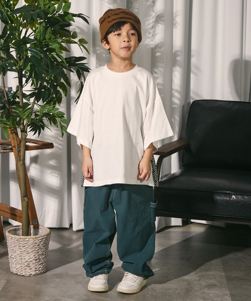 PAIRMANON STREET（ペアマノンストリート）の「【PAIRMANON STREET】【リンクコーデ】無地 ネイティブ サイドライン 半袖 Tシャツ（Tシャツ/カットソー・キッズ・ブラック/レッド/ベージュ系その他/ホワイト・130/100/120/150/110/140/90）」の5枚目の写真