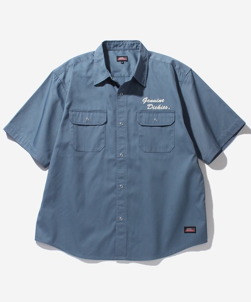 Dickies（ディッキーズ）の「【GENUINE DICKIES/ジェニュインディッキーズ】T/Cツイル刺繍入り 半袖ワークシャツ（シャツ/ブラウス・メンズ・ストライプ/インディゴブルー/ベージュ/ブルーグレー/カーキ/ブラック・M/L/XL）」の11枚目の写真