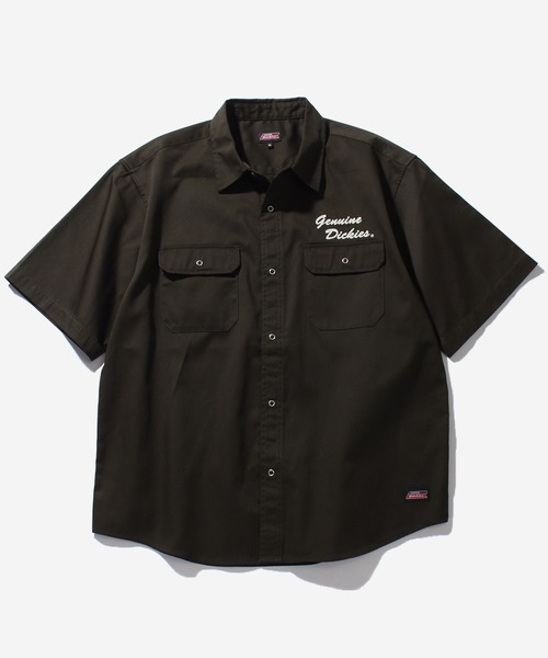 Dickies（ディッキーズ）の「【GENUINE DICKIES/ジェニュインディッキーズ】T/Cツイル刺繍入り 半袖ワークシャツ（シャツ/ブラウス・メンズ・ストライプ/インディゴブルー/ベージュ/ブルーグレー/カーキ/ブラック・M/L/XL）」の10枚目の写真