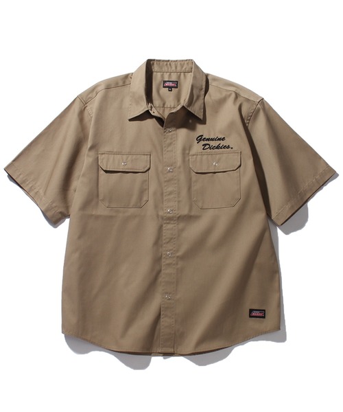 Dickies（ディッキーズ）の「【GENUINE DICKIES/ジェニュインディッキーズ】T/Cツイル刺繍入り 半袖ワークシャツ（シャツ/ブラウス・メンズ・ストライプ/インディゴブルー/ベージュ/ブルーグレー/カーキ/ブラック・M/L/XL）」の9枚目の写真