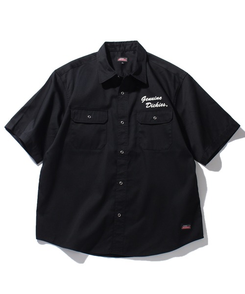 Dickies（ディッキーズ）の「【GENUINE DICKIES/ジェニュインディッキーズ】T/Cツイル刺繍入り 半袖ワークシャツ（シャツ/ブラウス・メンズ・ストライプ/インディゴブルー/ベージュ/ブルーグレー/カーキ/ブラック・M/L/XL）」の7枚目の写真