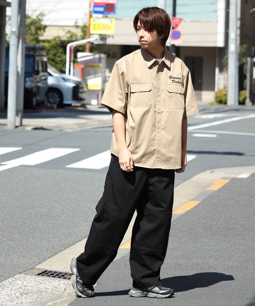 Dickies（ディッキーズ）の「【GENUINE DICKIES/ジェニュインディッキーズ】T/Cツイル刺繍入り 半袖ワークシャツ（シャツ/ブラウス・メンズ・ストライプ/インディゴブルー/ベージュ/ブルーグレー/カーキ/ブラック・M/L/XL）」の18枚目の写真