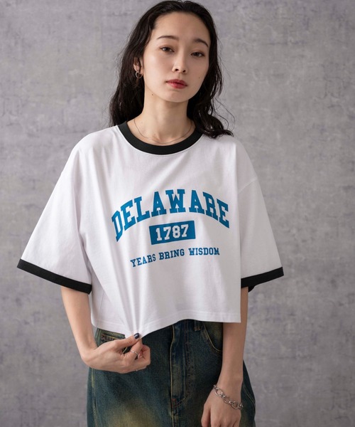 WEGO(ウィゴー)の「WEGO/リンガーグラフィックショートT(Tシャツ/カットソー・レディース・オフホワイト/ホワイト/その他2/その他1/その他3/レッド・SMALL/MEDIUM)」の4枚目の写真