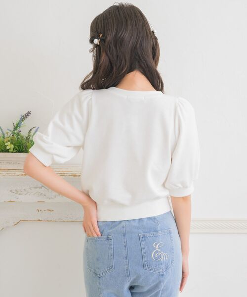 ems excite(エムズエキサイト)の「パールリボントレーナー(Tシャツ/カットソー・レディース・ピンク/ライトブルー/オフホワイト・FREE)」の19枚目の写真