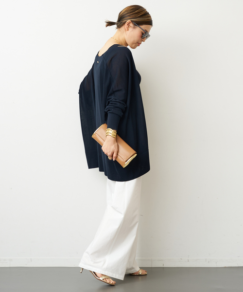 ドゥーズィエムクラス Shake code ショートカーディガン ネイビー