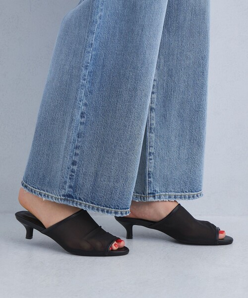 green label relaxing（グリーンレーベルリラクシング）の「ストレッチ チュール ミュール(4cmヒール)（サンダル・レディース・ブラック/ブラウン・S/L/M）」の2枚目の写真